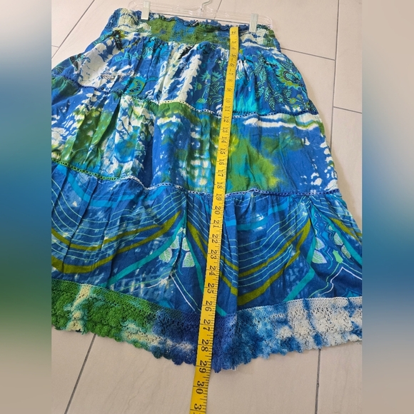 Chaudry KC Blue and Green Tie-Dye Skirt SIZE L - Picture 6 of 7
